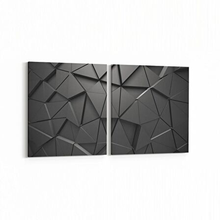Olla 10041K2Y Abstract 3 Boyut Görsel Kare 2'li Yatay Kanvas Tablo (Ölçü: 125X60)