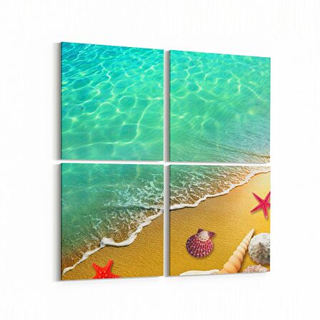 Olla 16429K4 Kumsal / Sahil Görseli Kare 4'lü Kanvas Tablo (Ölçü: 65X65)