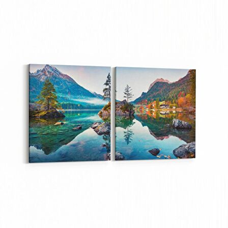 Olla 14488K2Y Doğa / Manzara Görseli Kare 2'li Yatay Kanvas Tablo (Ölçü: 105X50)