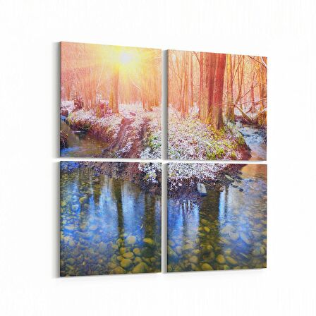 Olla 13823K4 Doğa / Manzara Görseli Kare 4'lü Kanvas Tablo (Ölçü: 145X145)