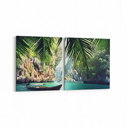 Olla 13723K2Y Doğa / Manzara Görseli Kare 2'li Yatay Kanvas Tablo (Ölçü: 105X50)