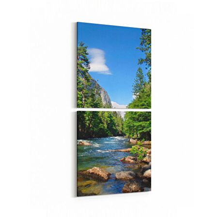 Olla 13641K2D Doğa / Manzara Görseli Kare 2'li Dikey Kanvas Tablo (Ölçü: 30X65)