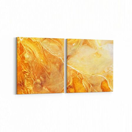 Olla 16698K2Y Mermer Desen Görsel Kare 2'li Yatay Kanvas Tablo (Ölçü: 125X60)