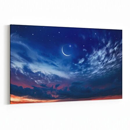 Olla 14677Y Gece Gökyüzü Görseli Yatay Kanvas Tablo (Ölçü: 70X50)