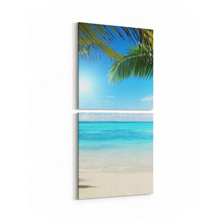 Olla 16515K2D Kumsal / Sahil Görseli Kare 2'li Dikey Kanvas Tablo (Ölçü: 30X65)