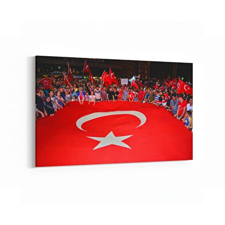 Olla 17566Y Türk Bayrağı Görseli Yatay Kanvas Tablo (Ölçü: 120X80)
