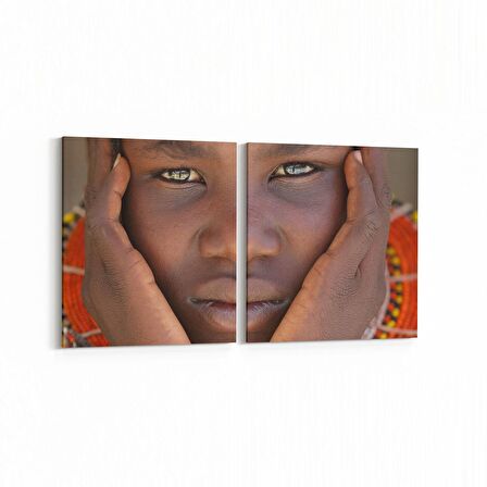 Olla 16855K2Y Model / Manken Görseli 2'li Yatay Kanvas Tablo (Ölçü: 85X40)