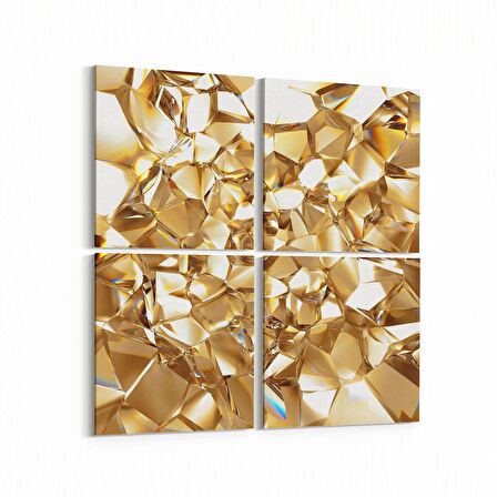 Olla 10089K4 Abstract Görsel Kare 4'lü Kanvas Tablo (Ölçü: 145X145)