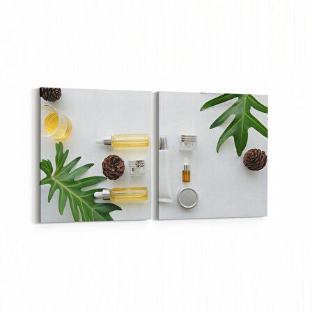 Olla 16299K2Y Kuaför / Berber Görseli Kare 2'li Yatay Kanvas Tablo (Ölçü: 145X70)