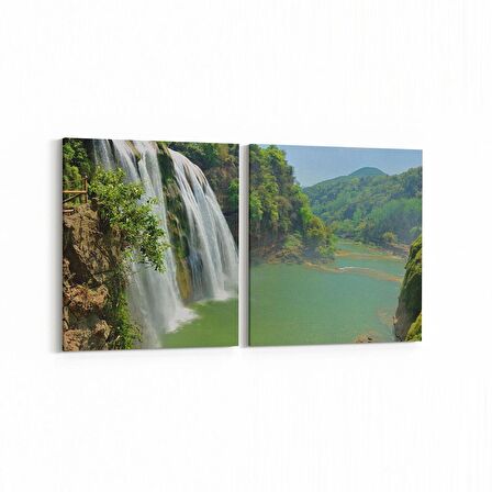 Olla 13592K2Y Doğa / Manzara Görseli Kare 2'li Yatay Kanvas Tablo (Ölçü: 85X40)