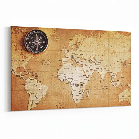 Olla 16221Y Harita Görseli Yatay Kanvas Tablo (Ölçü: 150X100)