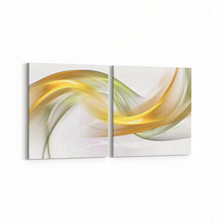 Olla 10067K2Y Abstract Görsel Kare 2'li Yatay Kanvas Tablo (Ölçü: 125X60)