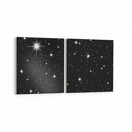 Olla 14684K2Y Gece Gökyüzü Görseli Kare 2'li Yatay Kanvas Tablo (Ölçü: 105X50)