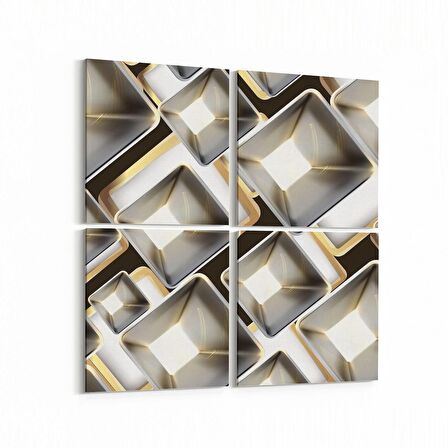 Olla 14961K4 Geometrik Desen Görseli Kare 4'lü Kanvas Tablo (Ölçü: 145X145)
