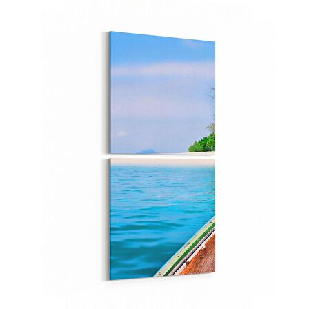 Olla 16523K2D Kumsal / Sahil Görseli Kare 2'li Dikey Kanvas Tablo (Ölçü: 30X65)