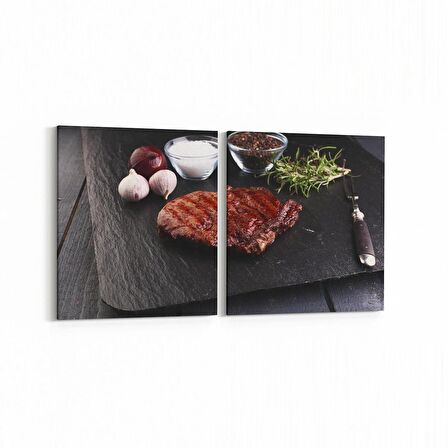 Olla 15256K2Y Gıda Görseli Kare 2'li Yatay Kanvas Tablo (Ölçü: 125X60)
