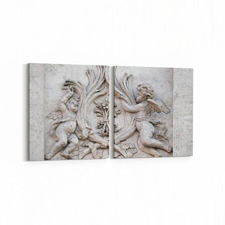 Olla 16284K2Y Heykel / Sanat Görseli Kare 2'li Yatay Kanvas Tablo (Ölçü: 125X60)