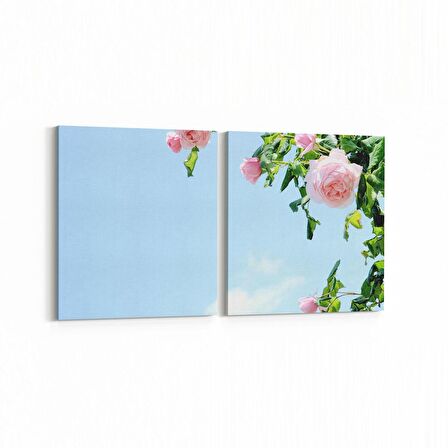 Olla 10819K2Y Ağaç Görseli Kare 2'li Yatay Kanvas Tablo (Ölçü: 125X60)