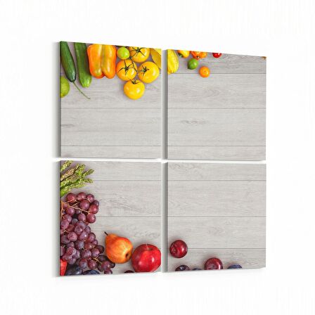 Olla 15124K4 Gıda Görseli Kare 4'lü Kanvas Tablo (Ölçü: 145X145)