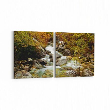 Olla 14298K2Y Doğa / Manzara Görseli Kare 2'li Yatay Kanvas Tablo (Ölçü: 125X60)