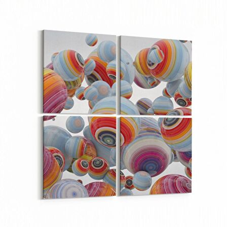 Olla 10392K4 Abstract Görsel Kare 4'lü Kanvas Tablo (Ölçü: 125X125)