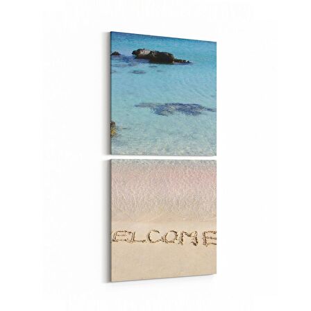 Olla 16450K2D Kumsal / Sahil Görseli Kare 2'li Dikey Kanvas Tablo (Ölçü: 30X65)