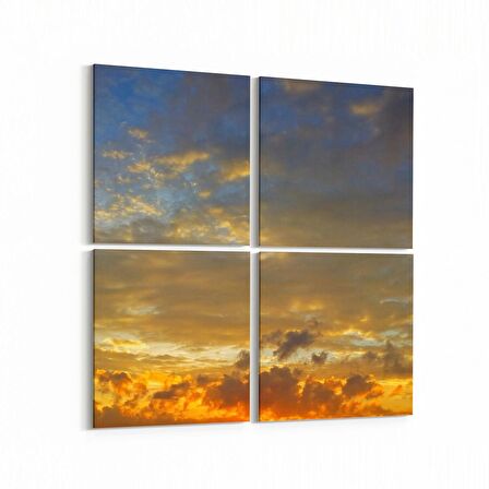 Olla 15919K4 Günbatımı Görseli Kare 4'lü Kanvas Tablo (Ölçü: 125X125)