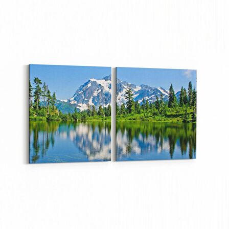 Olla 13319K2Y Doğa / Manzara Görseli Kare 2'li Yatay Kanvas Tablo (Ölçü: 65X30)