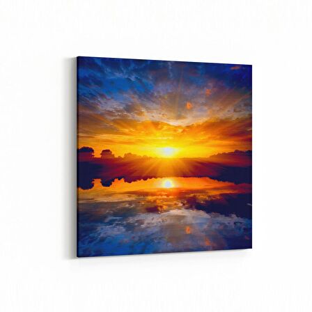 Olla 16069K Günbatımı Görseli Kare Kanvas Tablo (Ölçü: 25X25)