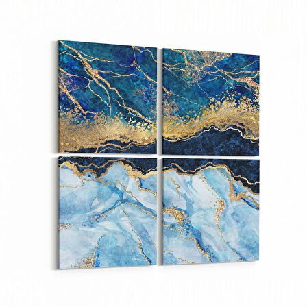 Olla 16674K4 Mermer Desen Görsel Kare 4'lü Kanvas Tablo (Ölçü: 145X145)