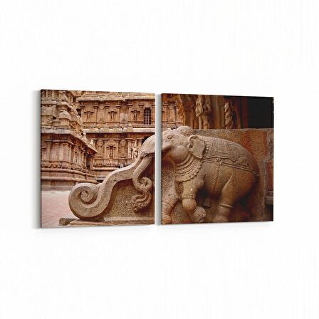 Olla 16292K2Y Heykel / Sanat Görseli Kare 2'li Yatay Kanvas Tablo (Ölçü: 65X30)