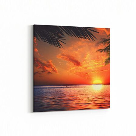 Olla 15965K Günbatımı Görseli Kare Kanvas Tablo (Ölçü: 25X25)