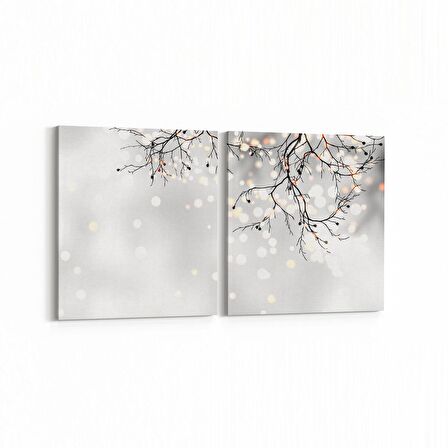 Olla 10810K2Y Ağaç Görseli Kare 2'li Yatay Kanvas Tablo (Ölçü: 125X60)