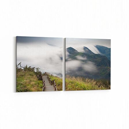 Olla 14618K2Y Doğa / Manzara Görseli Kare 2'li Yatay Kanvas Tablo (Ölçü: 85X40)