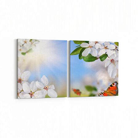 Olla 10740K2Y Ağaç Görseli Kare 2'li Yatay Kanvas Tablo (Ölçü: 145X70)