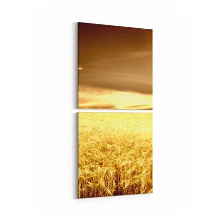 Olla 15895K2D Günbatımı Görseli Kare 2'li Dikey Kanvas Tablo (Ölçü: 30X65)