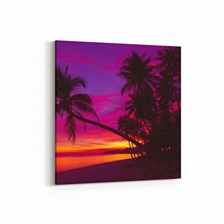 Olla 15990K Günbatımı Görseli Kare Kanvas Tablo (Ölçü: 25X25)