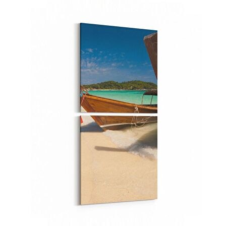Olla 16610K2D Kumsal / Sahil Görseli Kare 2'li Dikey Kanvas Tablo (Ölçü: 30X65)
