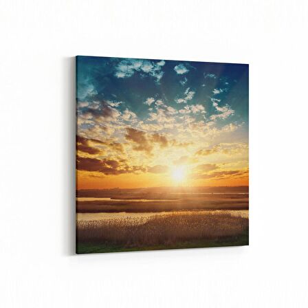 Olla 15938K Günbatımı Görseli Kare Kanvas Tablo (Ölçü: 100X100)