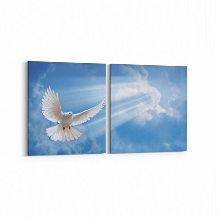 Olla 15561K2Y Gökyüzü Bulut Görseli Kare 2'li Yatay Kanvas Tablo (Ölçü: 145X70)