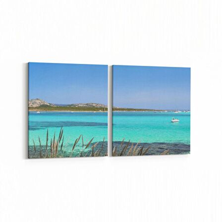 Olla 16423K2Y Kumsal / Sahil Görseli Kare 2'li Yatay Kanvas Tablo (Ölçü: 145X70)