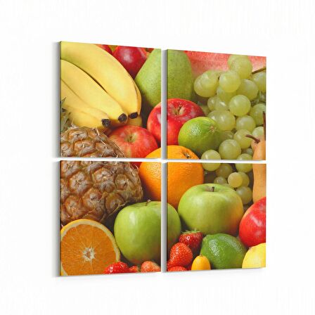 Olla 15082K4 Gıda Görseli Kare 4'lü Kanvas Tablo (Ölçü: 65X65)