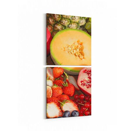 Olla 15084K2D Gıda Görseli 2'li Dikey Kanvas Tablo (Ölçü: 30X65)