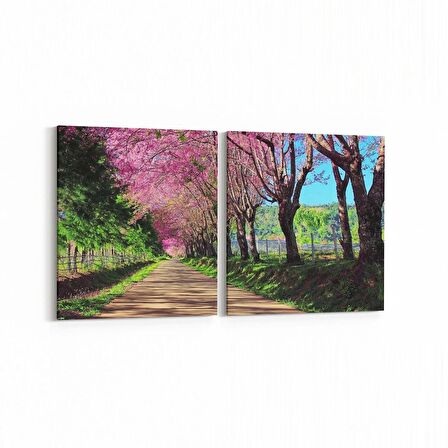 Olla 14633K2Y Doğa / Manzara Görseli Kare 2'li Yatay Kanvas Tablo (Ölçü: 125X60)