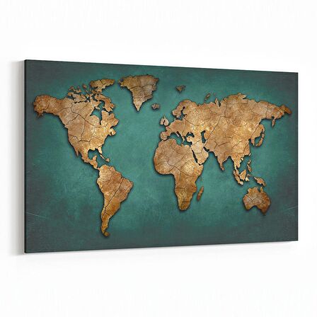 Olla 16189Y Harita Görseli Yatay Kanvas Tablo (Ölçü: 45X30)