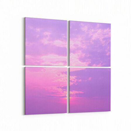 Olla 15996K4 Günbatımı Görseli Kare 4'lü Kanvas Tablo (Ölçü: 105X105)
