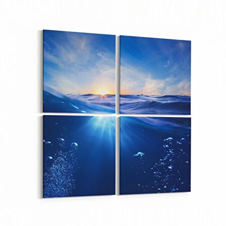 Olla 12867K4 Deniz / Okyanus Görseli Kare 4'lü Kanvas Tablo (Ölçü: 125X125)