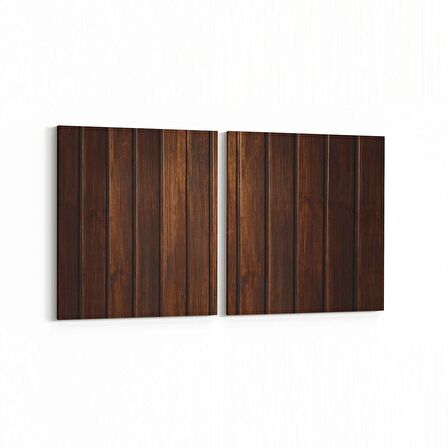 Olla 11988K2Y Ahşap Desen Görseli Kare 2'li Yatay Kanvas Tablo (Ölçü: 85X40)