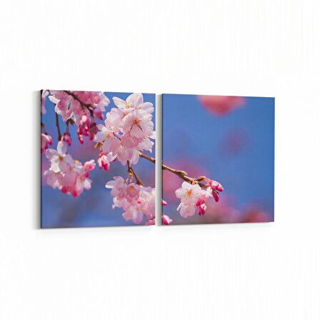 Olla 10564K2Y Ağaç Görseli Kare 2'li Yatay Kanvas Tablo (Ölçü: 145X70)