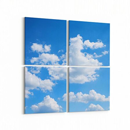 Olla 15682K4 Gökyüzü Bulut Görseli Kare 4'lü Kanvas Tablo (Ölçü: 125X125)